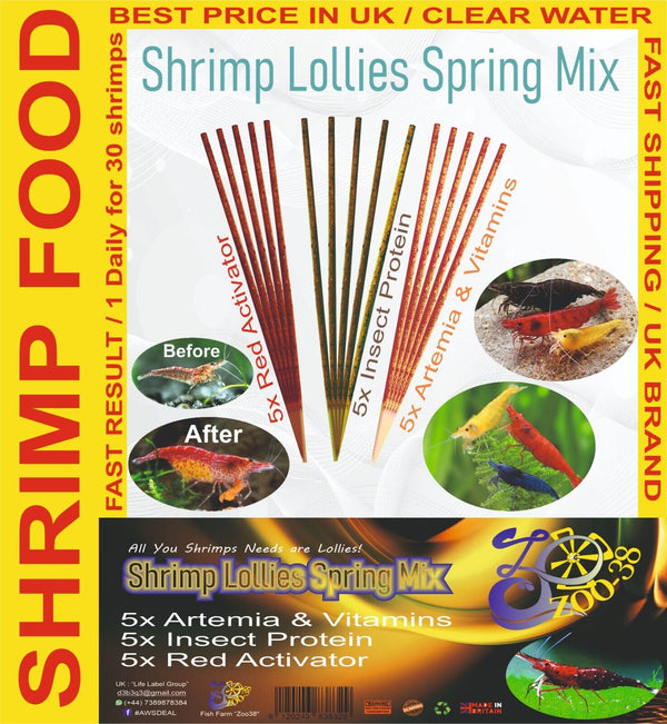 Shrimp food LARGE lollies Artemia Insect and Organic Food Sticks + Gift